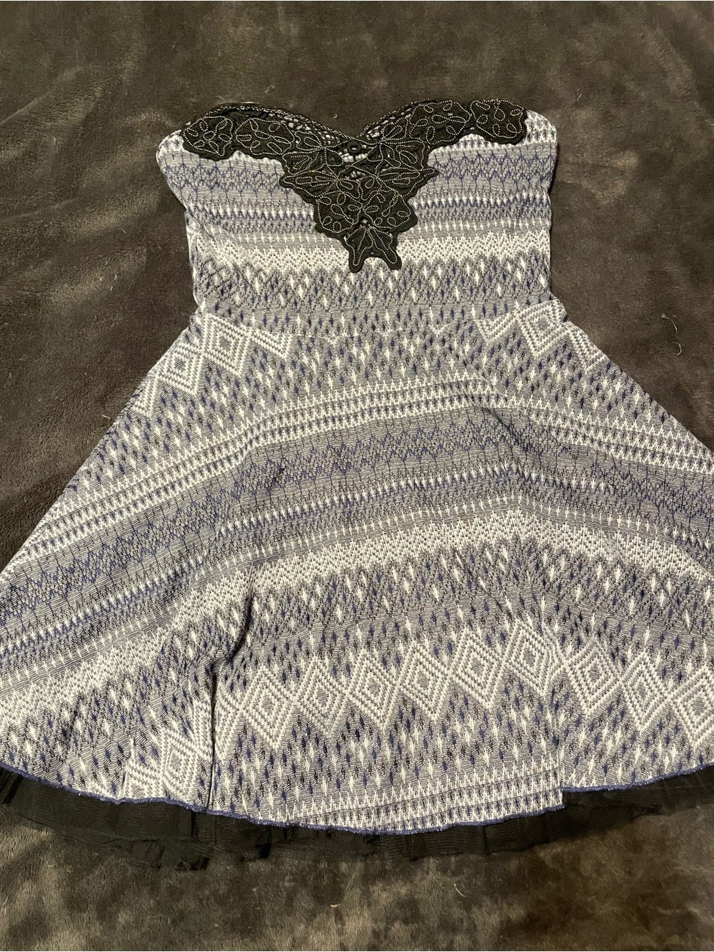 Free People strapless Fit-and-Flare Dress with Black Lace